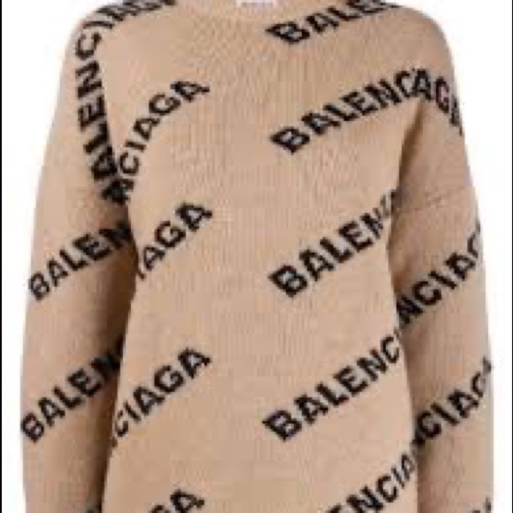 Balenciaga brown wool logo sweater